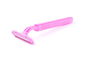 One Pink lady shaver isolated on white background