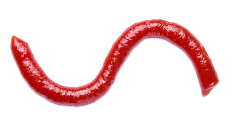 Red tasty tomato sauce, ketchup isolated on white background