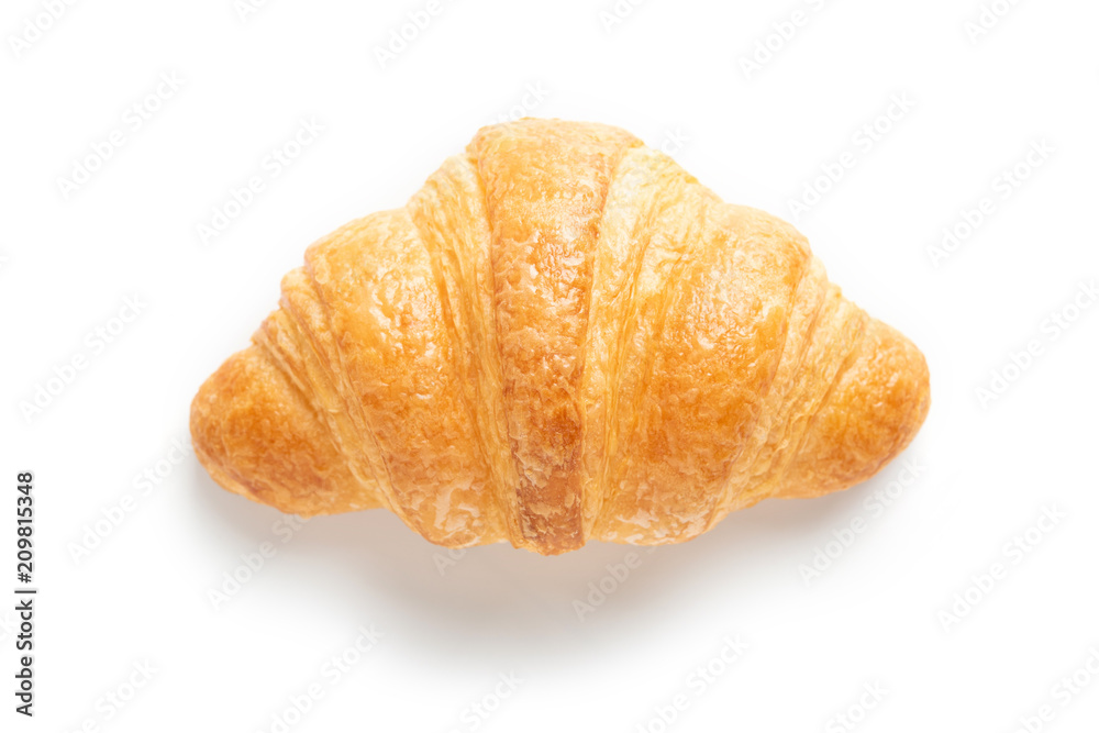 Wall mural fresh croissant on white background