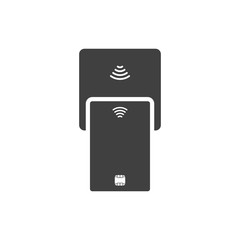 Icon of contactless payment by a plastic card. Vector illustration on white background.