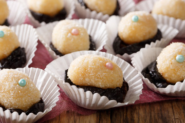 Brazilian festive children's dessert: Olho de sogra close-up. horizontal