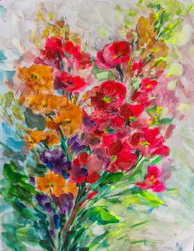 texture oil painting flowers, painting vivid flowers, flora