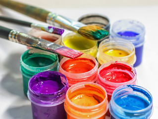 Brushes of the artist and paint. Workplace of the Creator