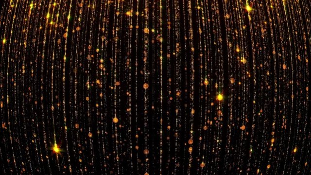 Abstract falling bright particles. Glamorous rain for background. Abstract background with bright lights, sparks and fireworks made of particles. Looped