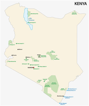 Republic of Kenya national park vector map