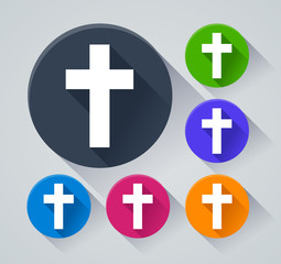 Fototapeta premium jesus cross circle icons with shadow