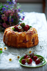 STRAWBERRY RHUBARB BUNDT CAKE.style vintage
