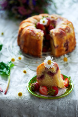 STRAWBERRY RHUBARB BUNDT CAKE.style vintage