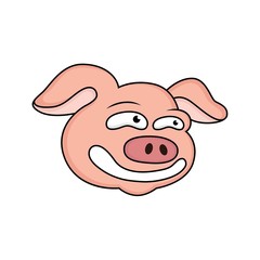 expression of a shy cartoon of pig