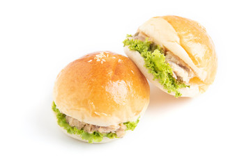 tuna burger isolated on white background
