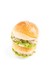 tuna burger isolated on white background