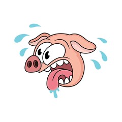 cartoon pig is hungry