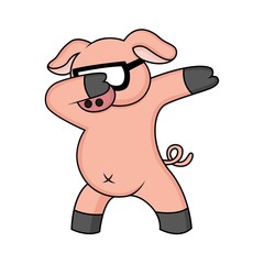 Fototapeta premium The pig was dubbing with glasses