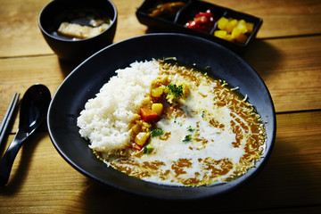 Cheese curry with rice 