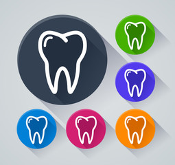 tooth circle icons with shadow