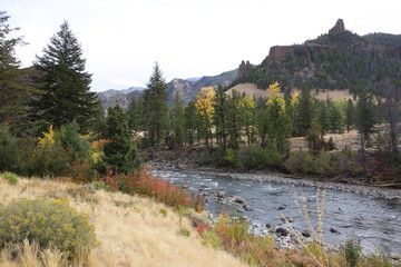 Fototapeta na wymiar River along the East Entrance to Yellowstone