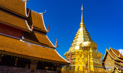 Fototapeta premium Wat Phra That Doi Suthep is the most famous temple in Chiang Mai at Thailand. Popular historical temple in Thailand.