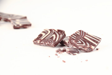 close up.caramel chocolate dessert .isolated on white.photo with