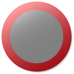 grey matte circle button with prohibitive red border, vector design for website.