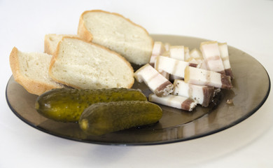 Cucumbers, bread and bacon