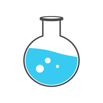 Test tubes icon. Flask with blue liquid. Element of medical, chemistry lab equipment set. Medicine. Vector illustration.
