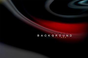 Fluid liquid colors design, colorful marble or plastic wavy texture background, glowing multicolored elements on black, for business or technology presentation or web brochure cover design, wallpaper
