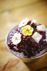 Sweet adzuki bean with rice cake kakigori 