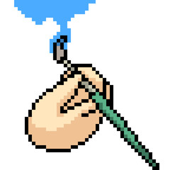 Fototapeta premium vector pixel art hand paint brush