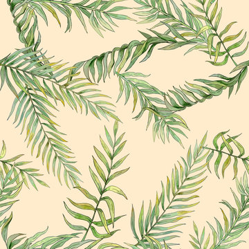 seamless pattern with leaves of palm trees 