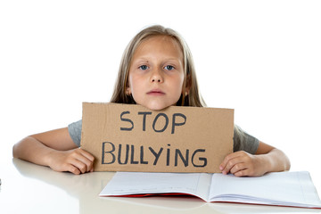 young cute girl in school bullying abuse concept