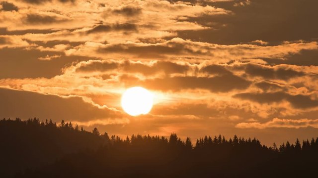 Sunset over forest Time lapse