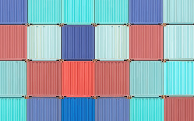 Fototapeta premium Colorful stack of container shipping at dockyard