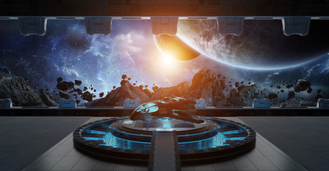 Fototapeta premium Landing strip spaceship interior 3D rendering elements of this image furnished by NASA