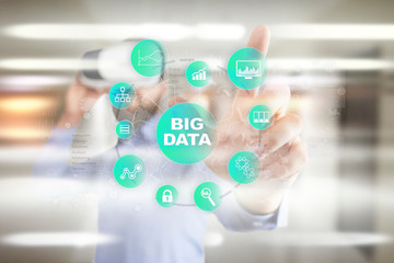 Big data technology and internet concept on the virtual screen.