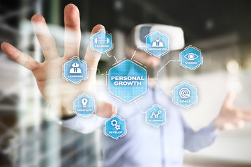 Personal growth and development concept. Chart with keywords and icons.