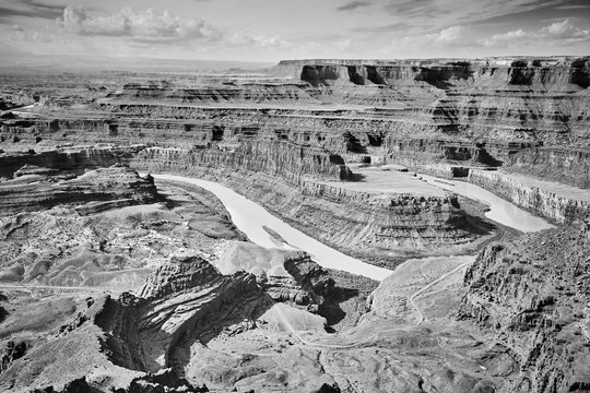 Colorado River and Canyonlands National Park seen from the Dead Horse Point State Park, Utah, USA.