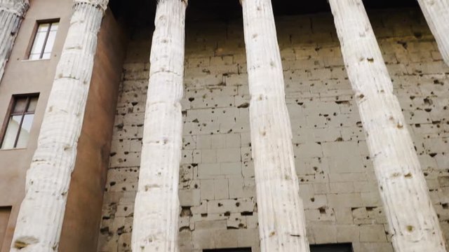 Building with many columns. Stock. Old building with columns. Tourist vacation in Europe