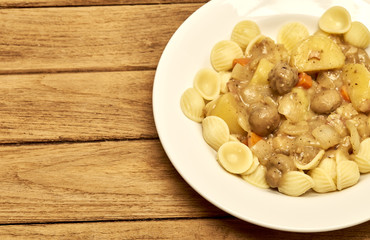 cold pasta salad mushroom soup, potato bacon
