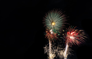 Fireworks on the sky background.