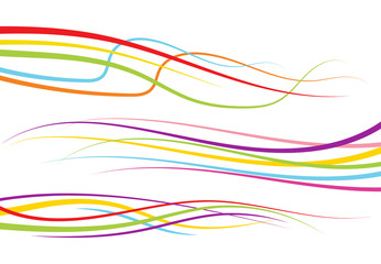 Set of abstract color  curved lines. Wave design element. Vector illustration.
