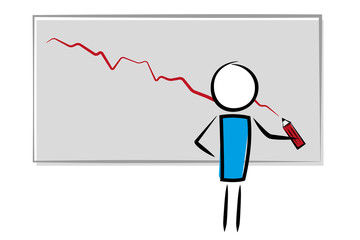 Mann zeichnet negative Statistik auf die Tafel