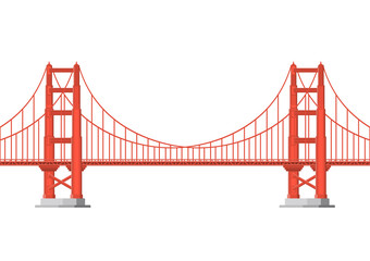 Vector illustration. Golden Gate Bridge on a white background. Flat style.