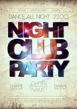 Disco night club poster on open space background