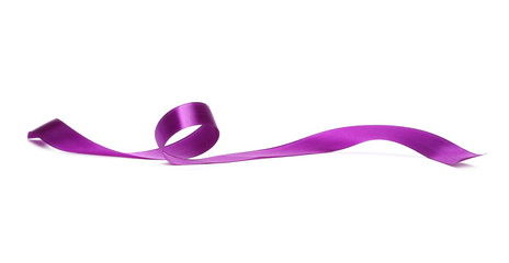 Purple ribbon isolated on white background and texture