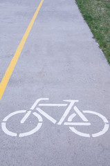 Road markings. Bicycle path Sign