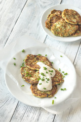 Zucchini fritters with greek yogurt