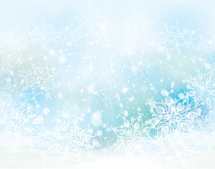 Vector winter,  blue, snowflakes background. Christmas background.
