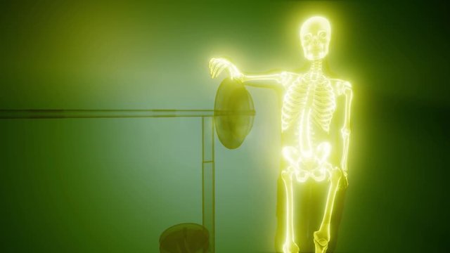 man in gym room with visible bones