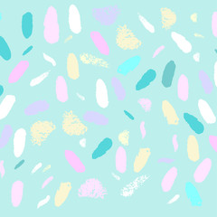 Artistic Confetti Pattern with simple hand drawn abstract textures. Creative unusual colorful background. Contemporary art. Vector