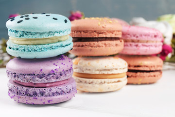 macaroons on the table close up